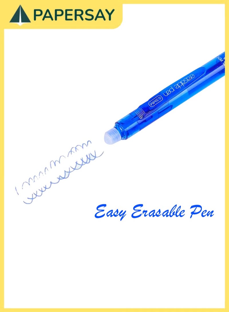 PAPERSAY 12 Pieces Blue Erasable Pens , Gel Pen, Easy Erasable Pen, Large Capacity Pen - Image 4